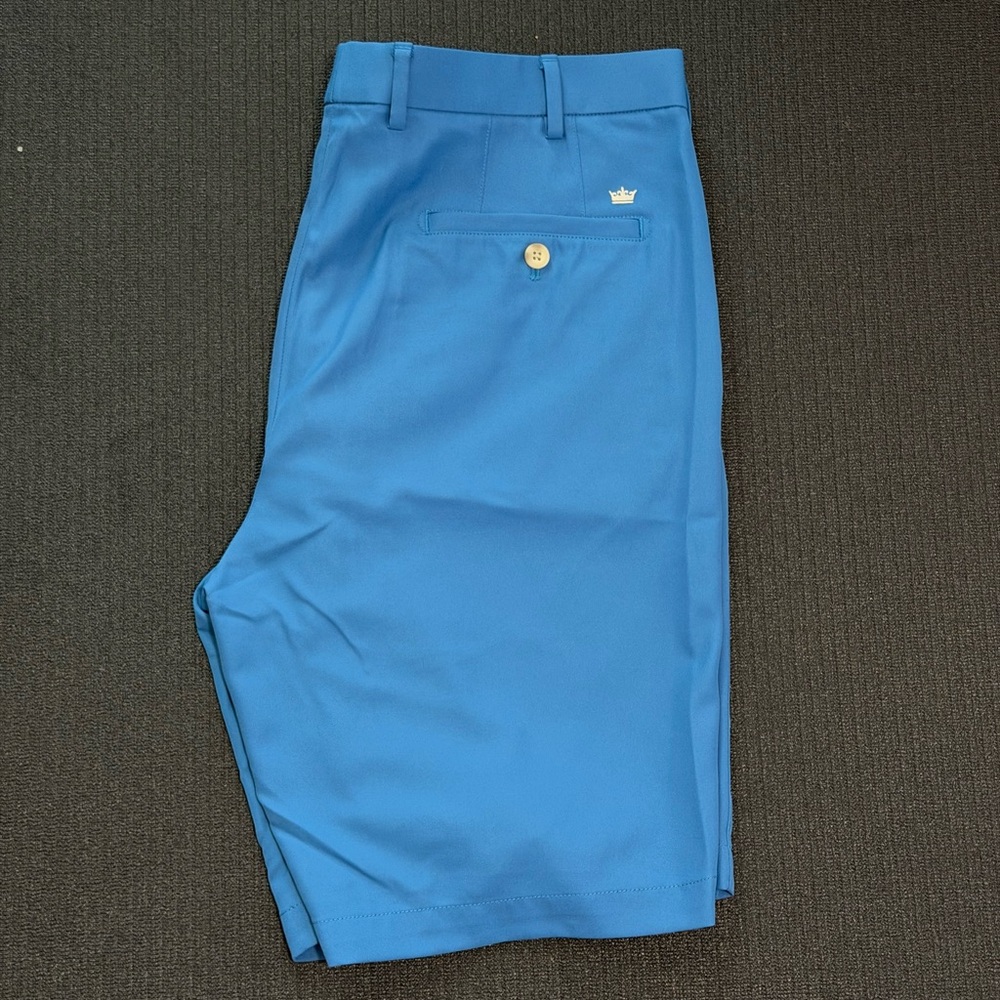 PETER MILLAR Men 36 Salem Performance Golf Shorts Blue Flat Front Wicking Preppy